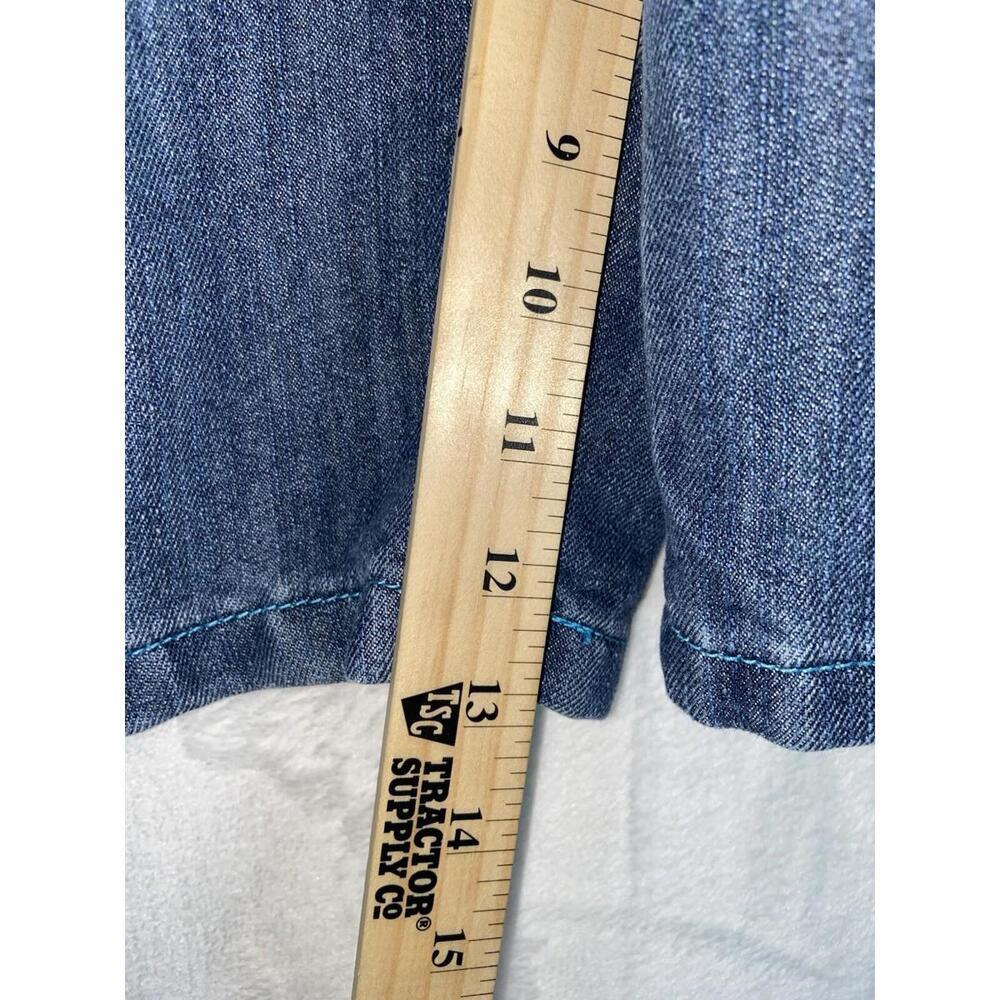 Vintage Y2K Red Ape Embroidered Denim Jean Shorts Size 38 Baggy Hip Hop Plaid - Picture 15 of 16